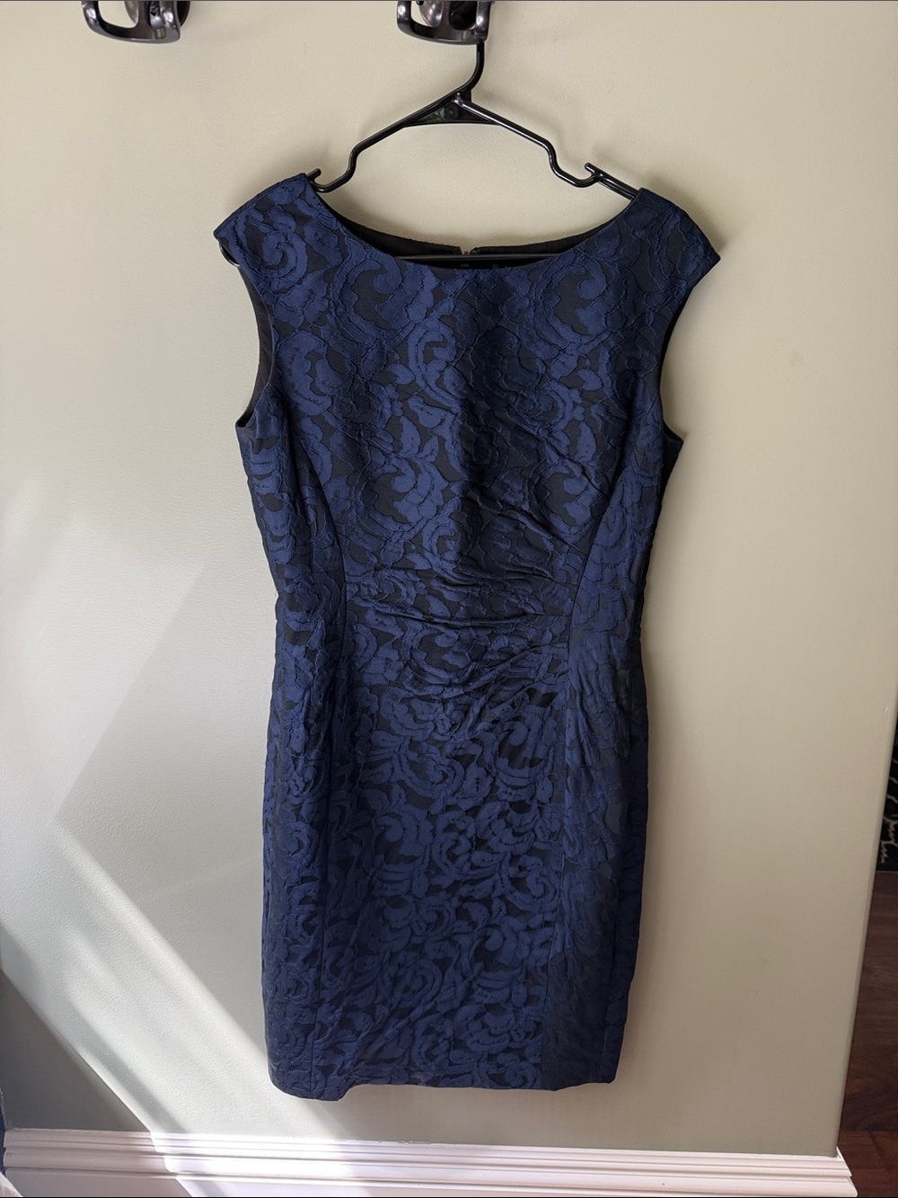 Lauren Ralph Lauren Navy Floral Lace Midi Sheath Dress